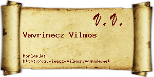 Vavrinecz Vilmos névjegykártya
